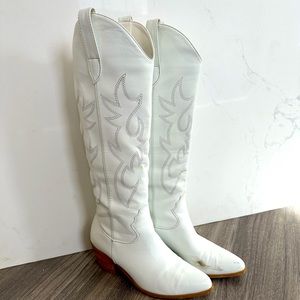 Tall White Cowboy Boot